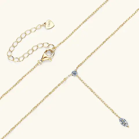 여성을위한 0.4cttw 후작/라운드 컷 Moissanite 목걸이 D 컬러 럭셔리 펜던트 925 스털링 실버 주얼리 도매 GRA