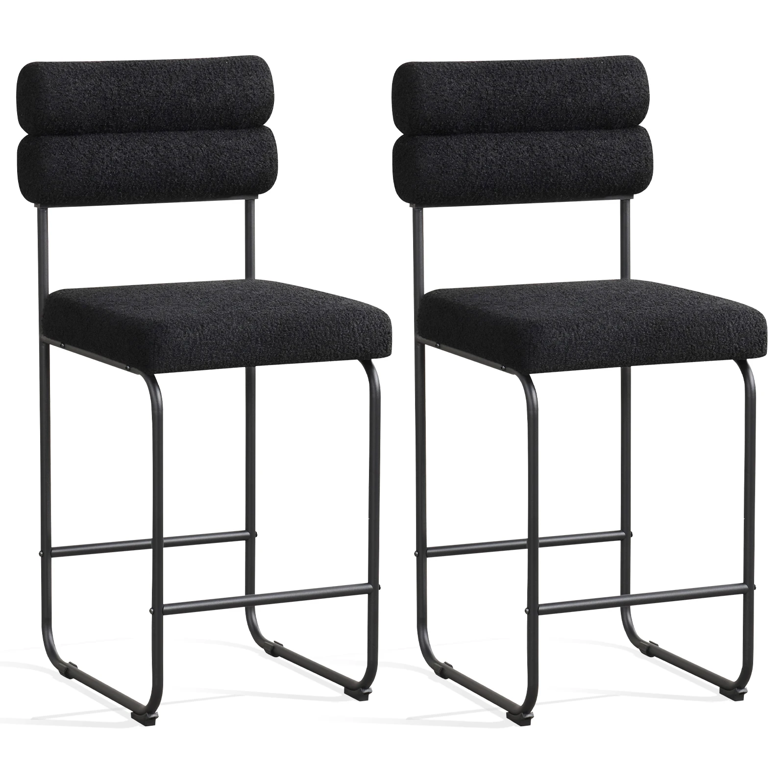 

Set of 2 Counter Height Bar Stools 26" Counter Stools w/ Metal Frame & Footrest