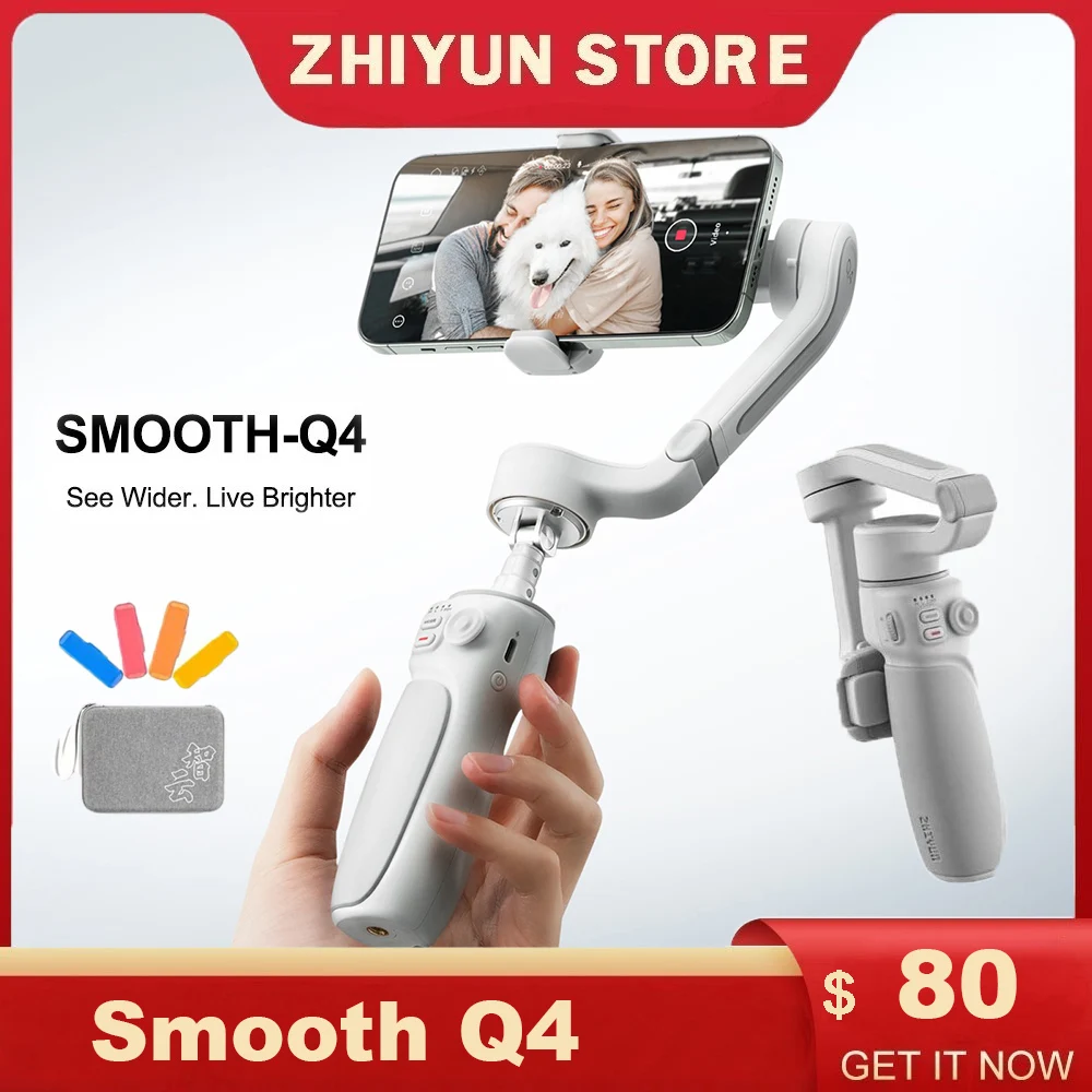 ZHIYUN SMOOTH Q4 Smartphone Gimbal 3-Axis Portable Phone Stabilizer for iPhone 14 pro max 13 12 pro max/Xiaomi/Huawei/Samsung