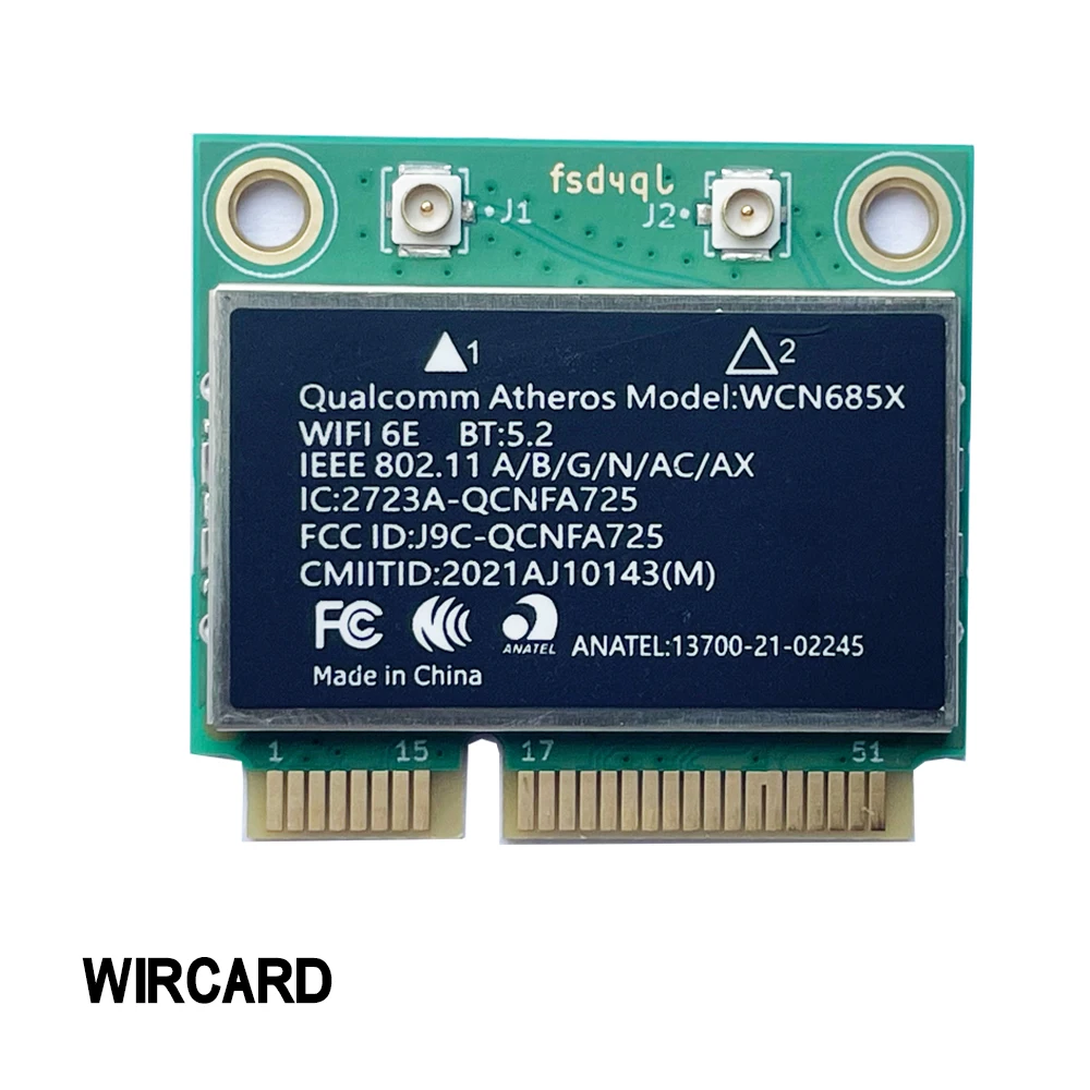 جديد WCN685X QCNFA725 NFA725 WIFI6E BT5.2 بطاقة PCI-E WIFI صغيرة 2400Mbps WIFI وحدة لأجهزة الكمبيوتر المحمول Win10/Win11