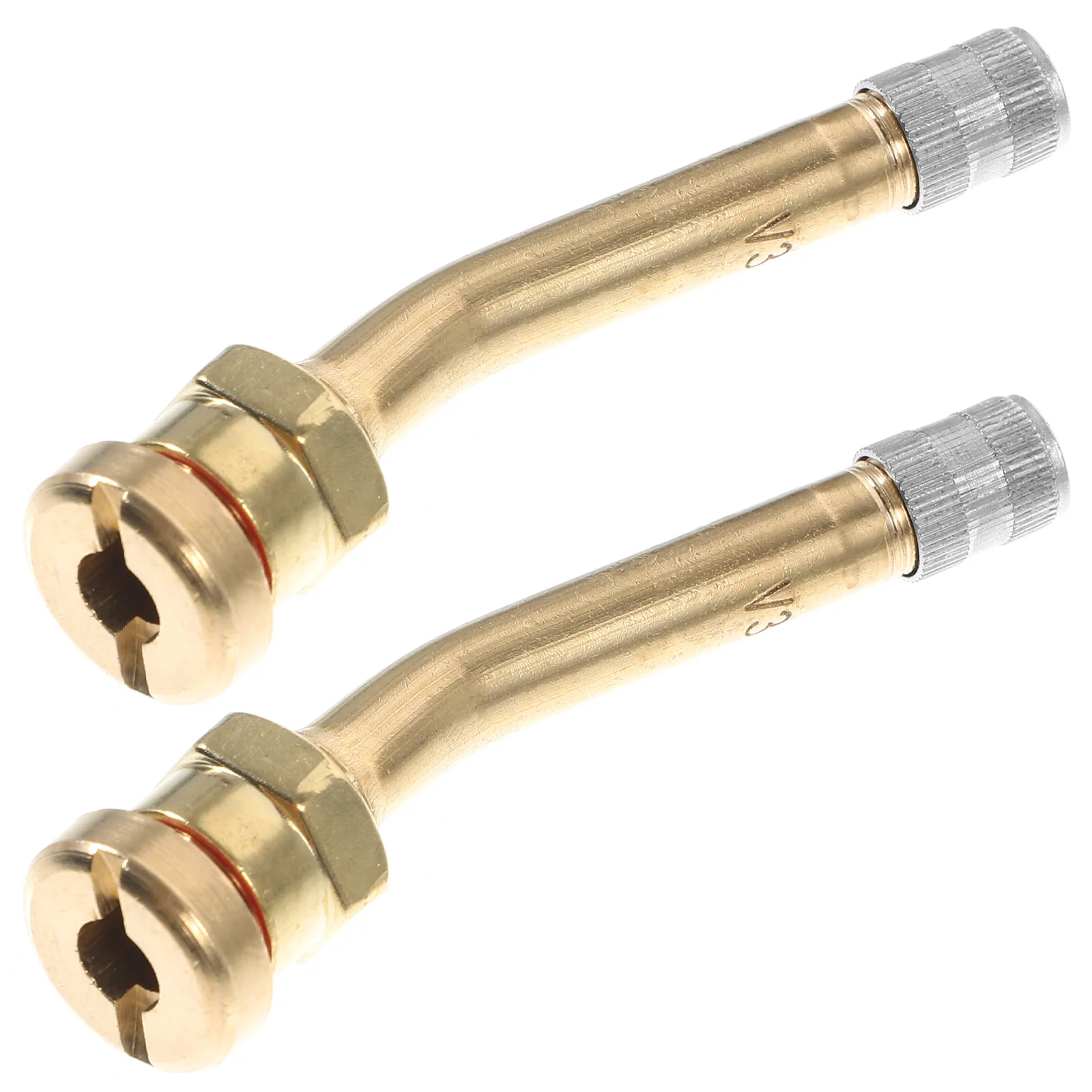 

2 Pcs Tire Valve Caps Bus Extension Pole Wheel Valves Stem Machine Golden Aluminum Alloy