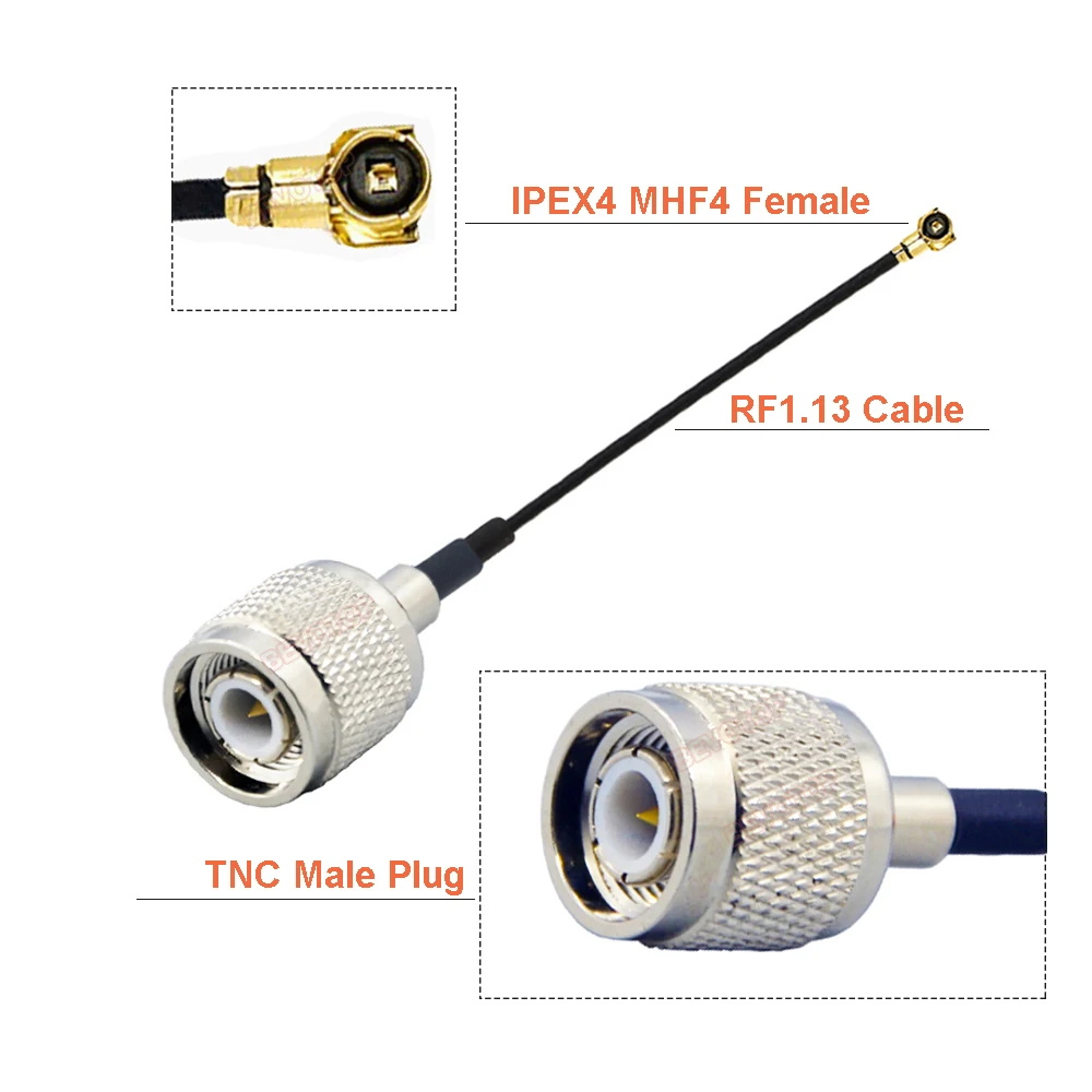 BEVOTOP TNC to 4 RF1.13 Cable RP-TNC/ TNC Male/ FemaleI to 4 Female Jack RG1.13 Pigtail Extension Jumper RF Coaxial Cable