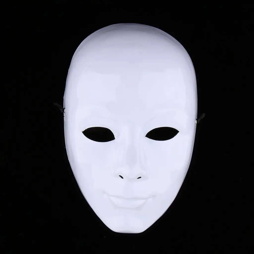 White Adult Mask Blank Male Mask Halloween Costume Unpainted Mask