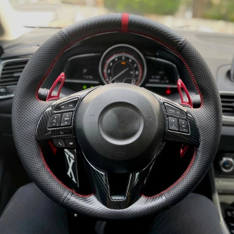 Car Steering Wheel Cover Anti-Slip Car Accessories For Mazda 3 Axela Mazda 6 Atenza Mazda 2 CX-3 CX-5 2013 2014 2015 2016 2017