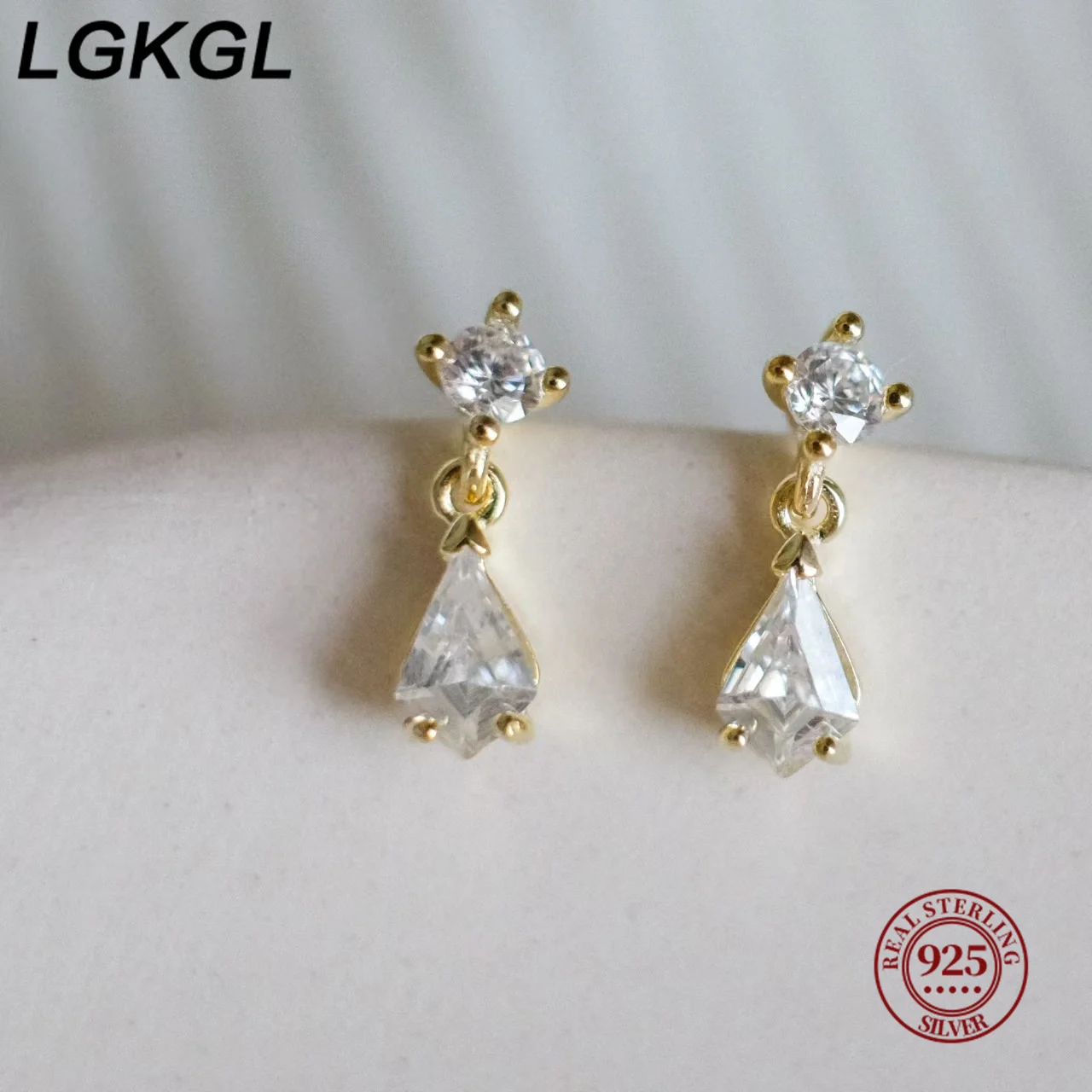 

LGKGL S925 Миниатюрные 14-каратные позолоченные серьги из стерлингового серебра Элегантные простые универсальные женские украшения в стиле INS