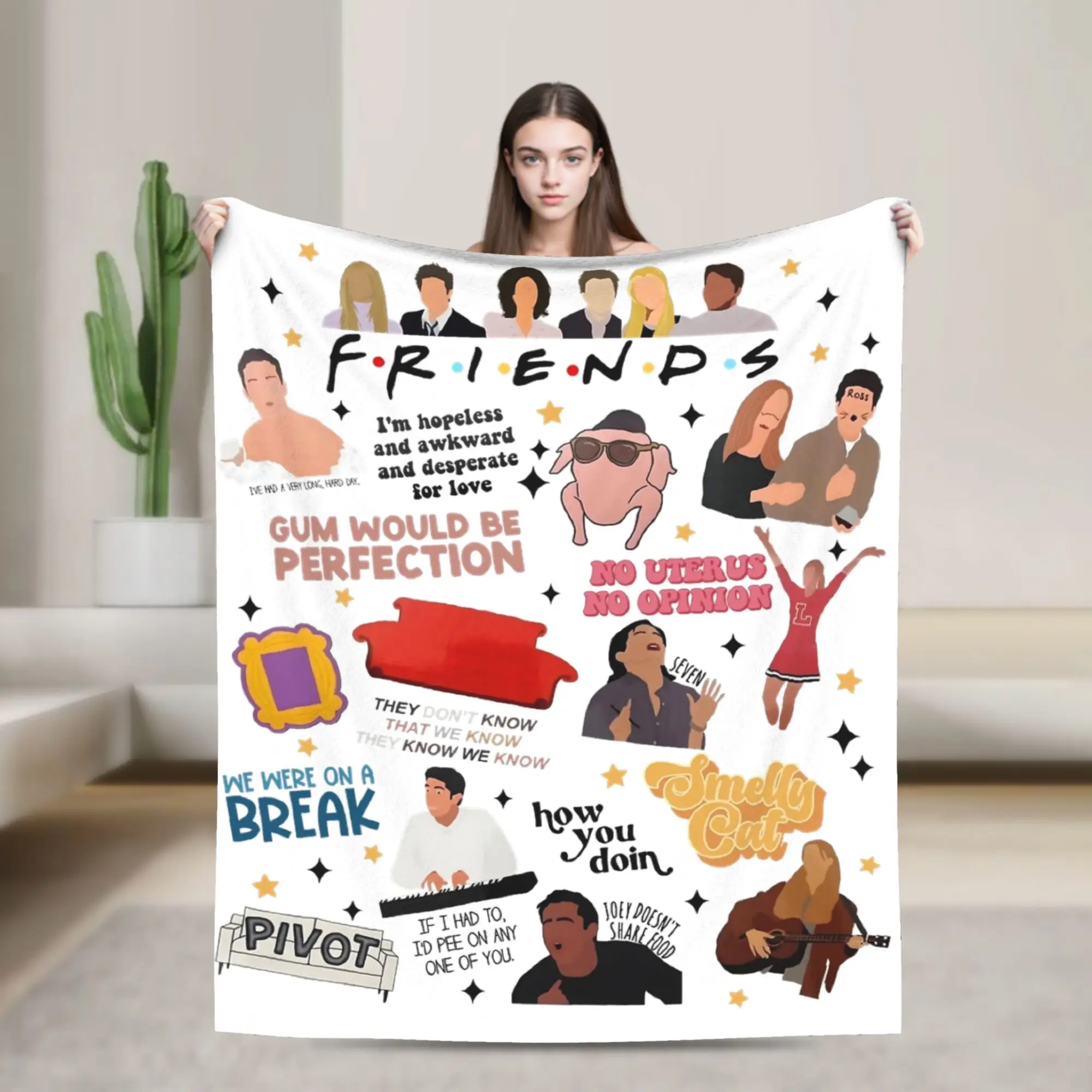 

Friends TV Show Thanksgiving Blankets Fleece Autumn/Winter Lightweight Thin Throw Blankets for Bedding Bedroom Bedspread