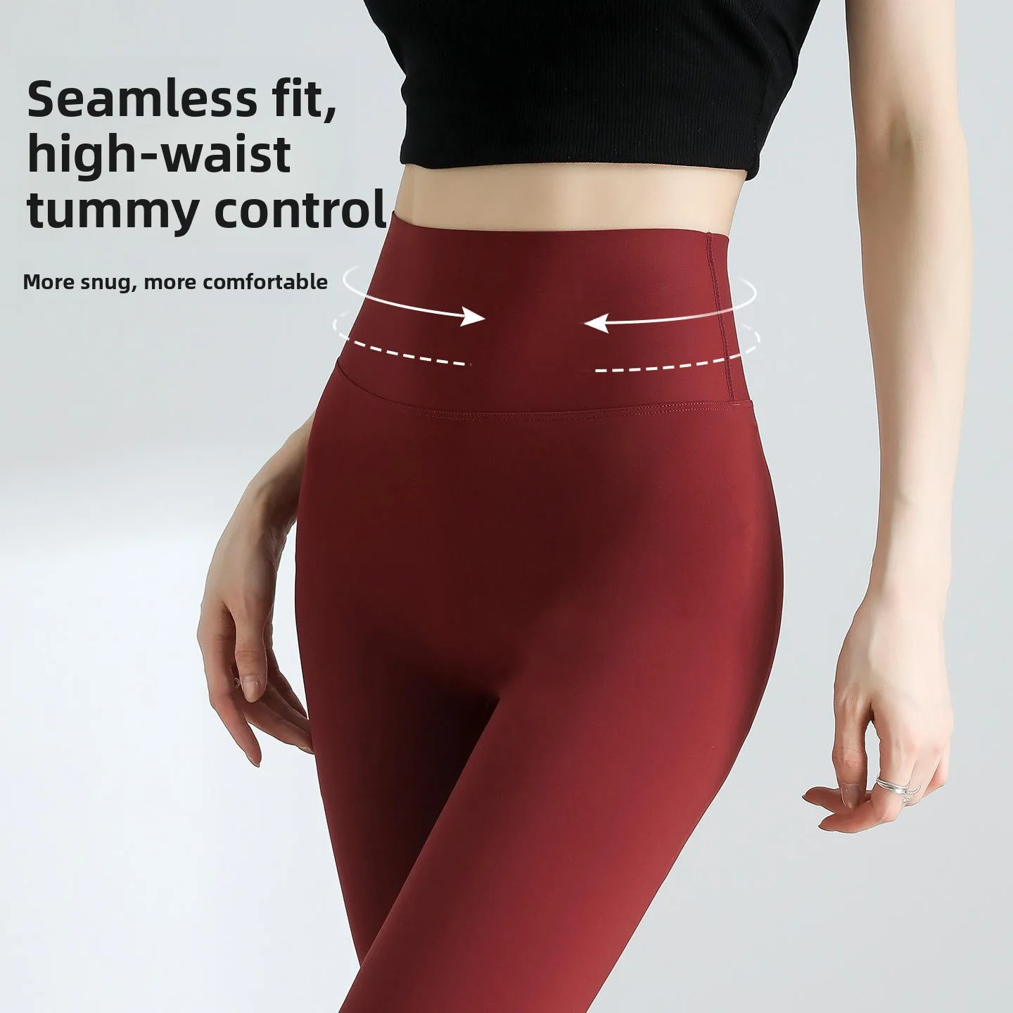 กางเกงโยคะเอวสูงผ้าบางสำหรับฤดูร้อน กระชับรูปร่าง แห้งเร็ว ใช้เป็นชั้นนอกหรือชั้นในได้ ความยาวเก้าส่วน