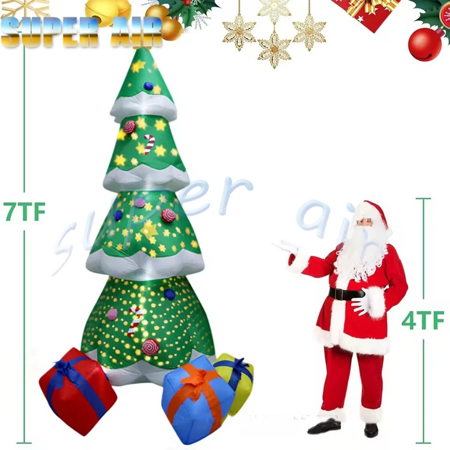 Free fan 6mH Christmas celebration decoration huge inflatable Christmas tree with gifts for party
