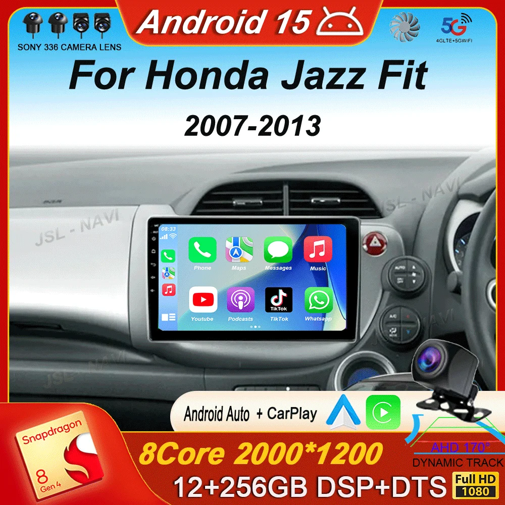 

Video Player Car Radio For Honda Jazz Fit 2007-2013 RHD Stereo Multimedia Android 15 Carplay Auto GPS Navigation 2din Head Unit