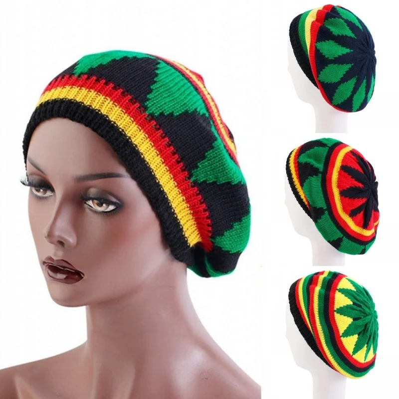 Jamaica reggae bob rasta estilo gorro chapéu hip hop boné de inverno masculino feminino vermelho amarelo verde preto boné de malha feminino