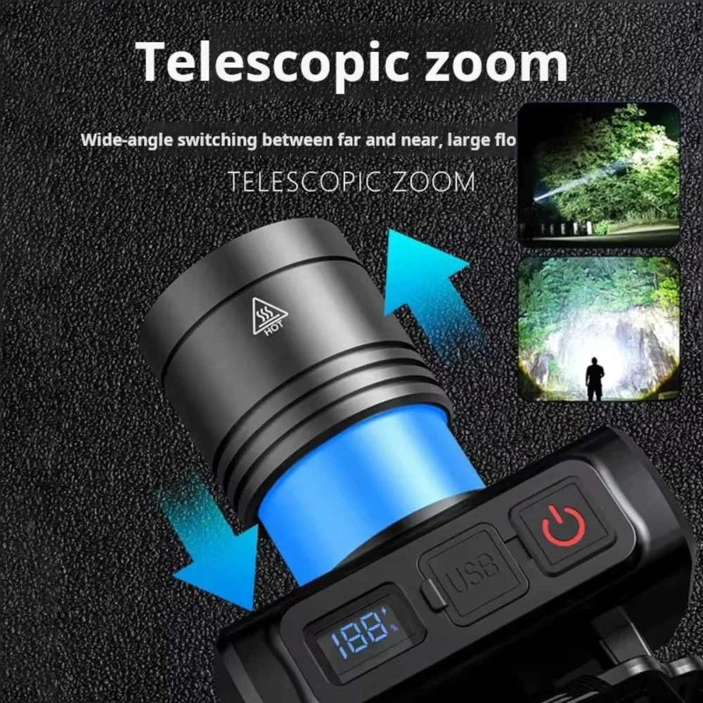 New Super Bright Zoomable LED Headlamp 500LM USB Rechargeable Head Light Wave Sensor 3 Light Modes Flashlight Outdoors