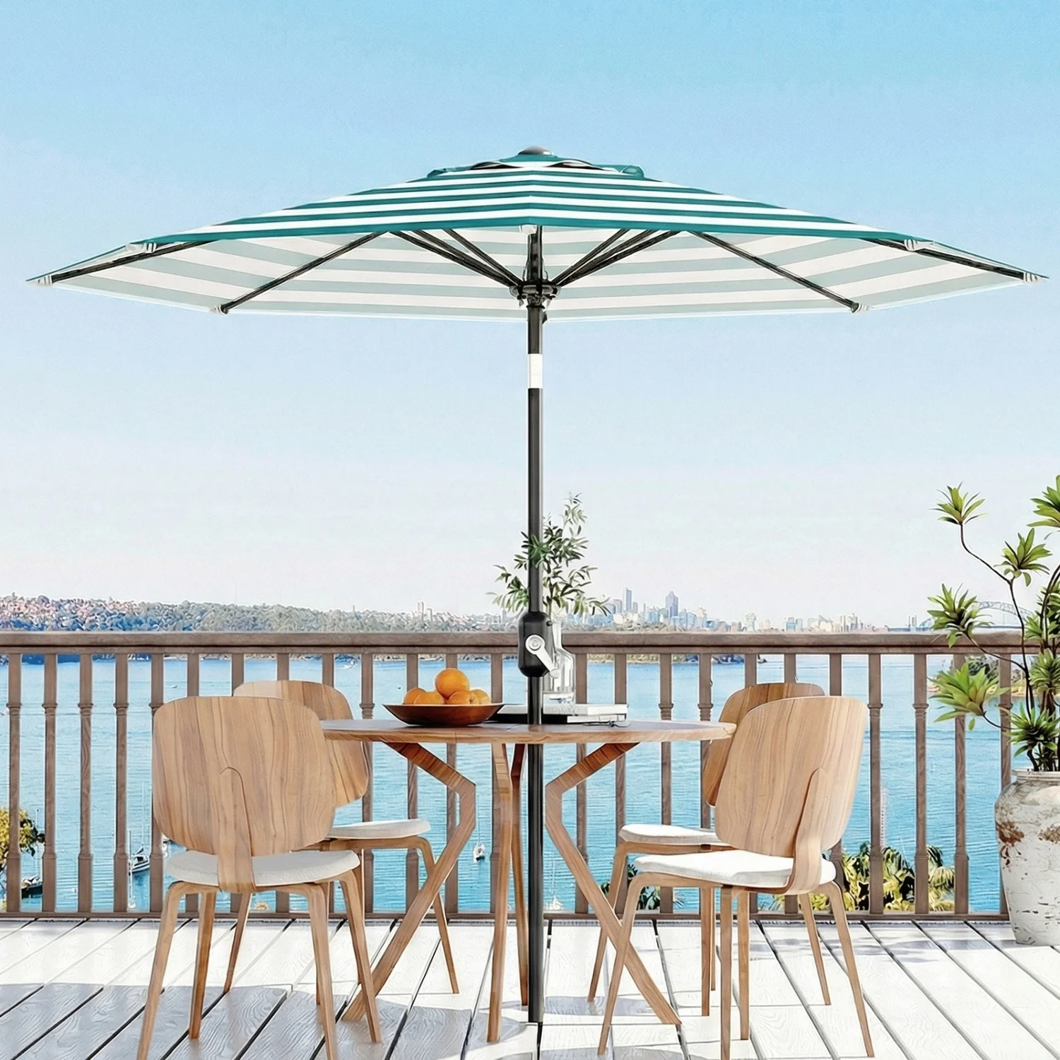 10 FT Patio Umbrella for Outdoor, Outdoor Table Umbrella with Crank Lift & Push Button Tilt, Outdoor Patio Umbrellas with 8 Sturdy Ribs for Market, Garden, Pool
