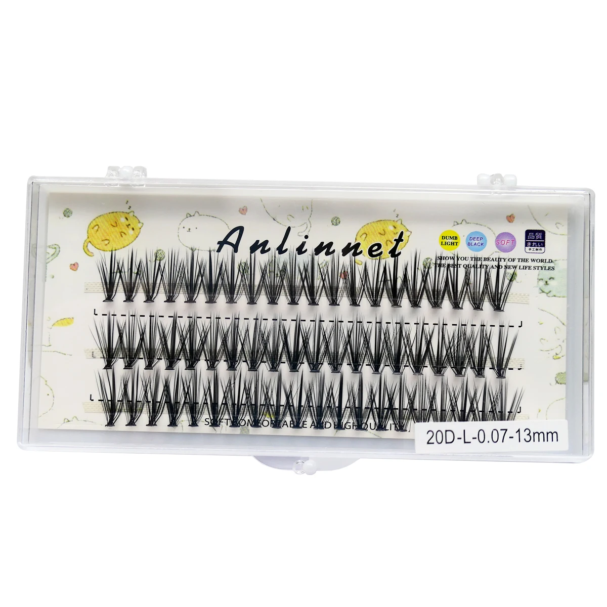 Extensões de cílios com L Curl Cluster, Natural Soft Lashes, Ferramentas de maquiagem individuais, Cilias Volume, Premade Fans, 20D