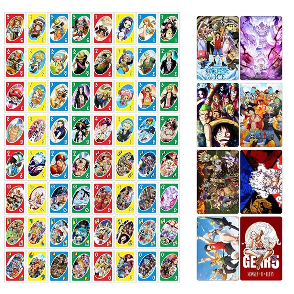 أونو فليب! سانريو قطعة واحدة لعبة لوحية لوفي 5 جير أنيمي كارتون نمط الشكل الأسرة مضحك الترفيه أونو بطاقات ألعاب هدية
