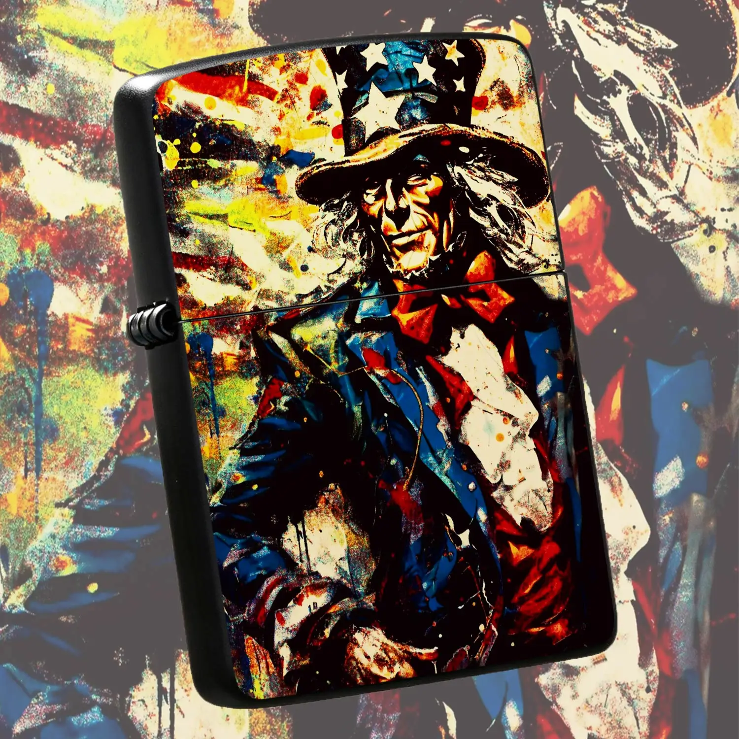 Uncle Sam Graffiti Art Themed Lighter, Stylish Portable Daily Use Igniter, Vibrant Retro American Art Pattern Design, Ideal For Party Camping Outdoor Activities, Exquisite Unique Gift Choice For Art Lovers And Trendy Pe A Humorous And Inter