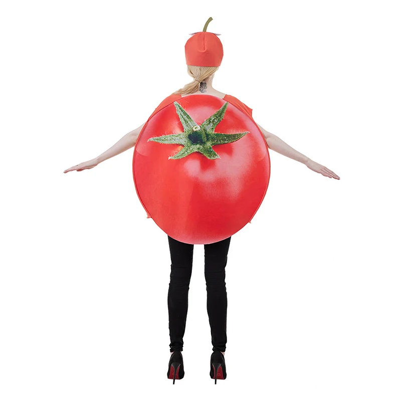 Halloween Adult Tomato Slice Costume Women Funny Fruits Vegetable Outfit with Hat