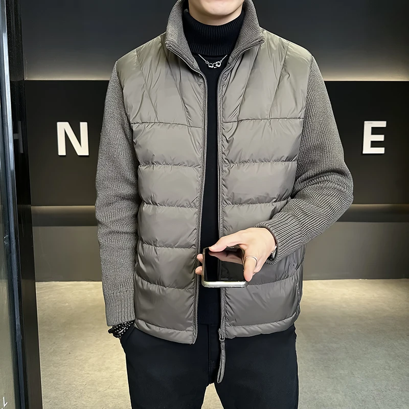 

Winter Men's down Jaet 90 Fill Power Thiened Lightweight Stand Collar Warm Faionable Outerwear Anti-Cold Coat