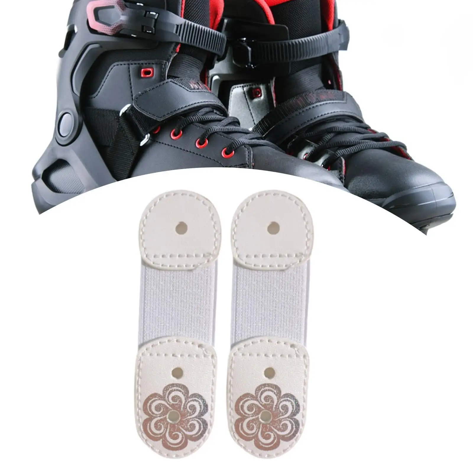 3x2 Pieces Ice Skating Lace Straps Skating Boots Laces Protector Accessories 10cmx3cm Elastic Bands for Enthusiasts Women Dance