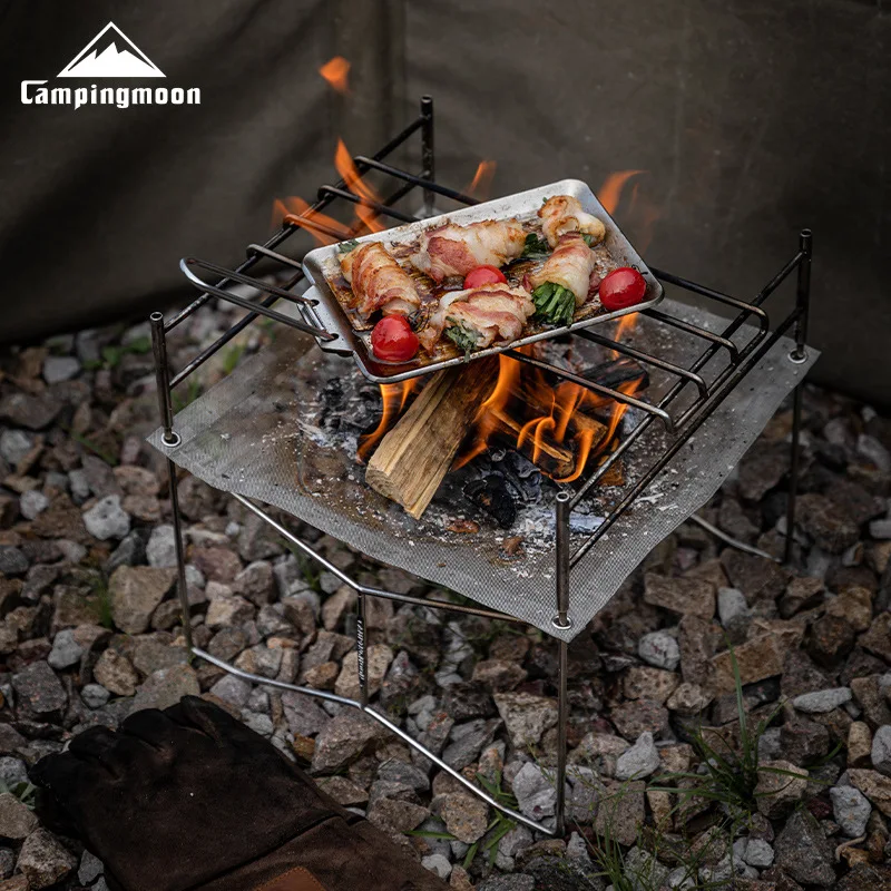 

CAMPINGMOON SOLO Outdoor Equipment Stainless Steel Soler Fire Stove Folding Portable BC Camping Lightweight Oven with Grille Net