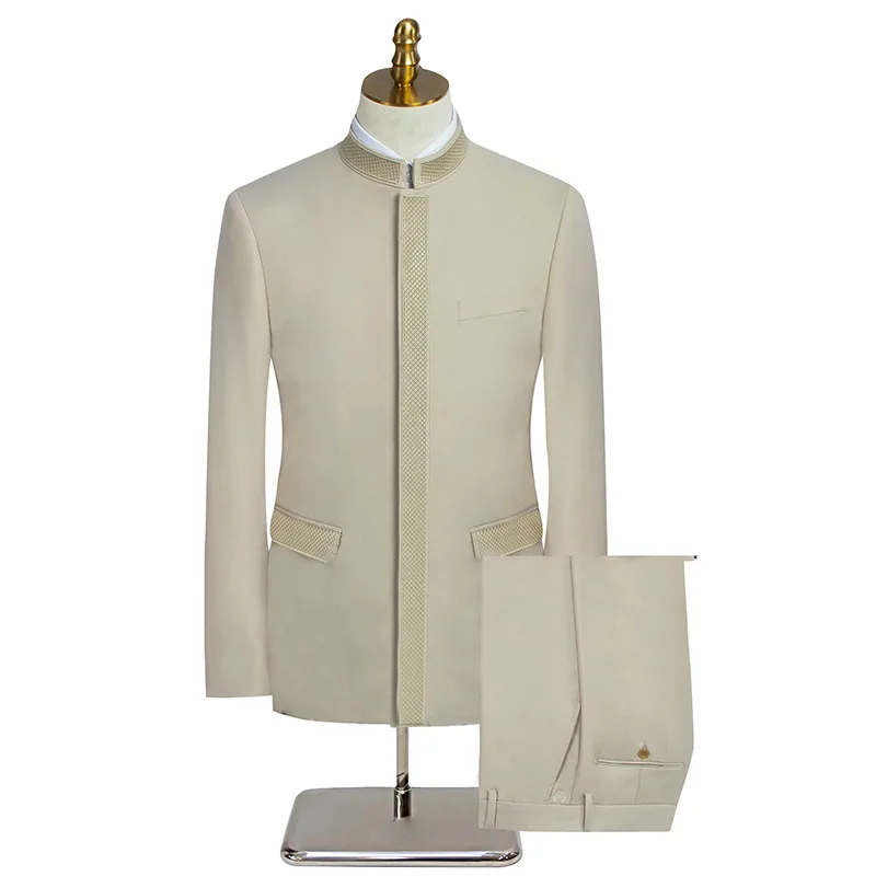 1P Men's Large Size 24 Spring New Men's Wedding Dress Color Suit Groomsmen Suit Two-piece Set