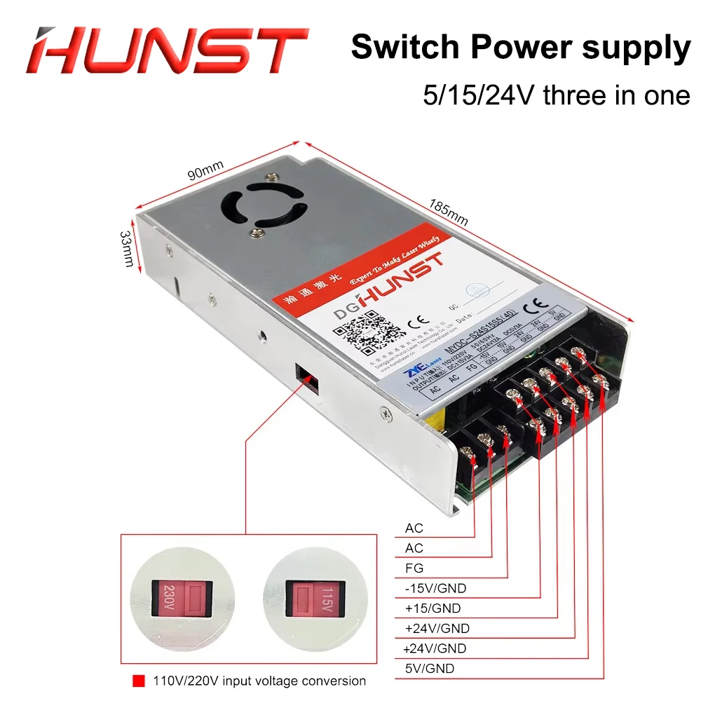 HUNST 500 واط تحويل التيار الكهربائي 3 في واحد إخراج العرض 24 فولت 15 فولت 5 فولت المدخلات 110 فولت/220 فولت لآلة الوسم والنقش بالليزر #4