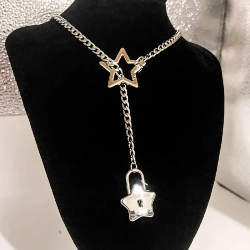 Trendy Hot-Selling BIOSSANCE New Fashion Cold Wind Personalized Hollow Five-Pointed Star Adjustable Pendant Necklace