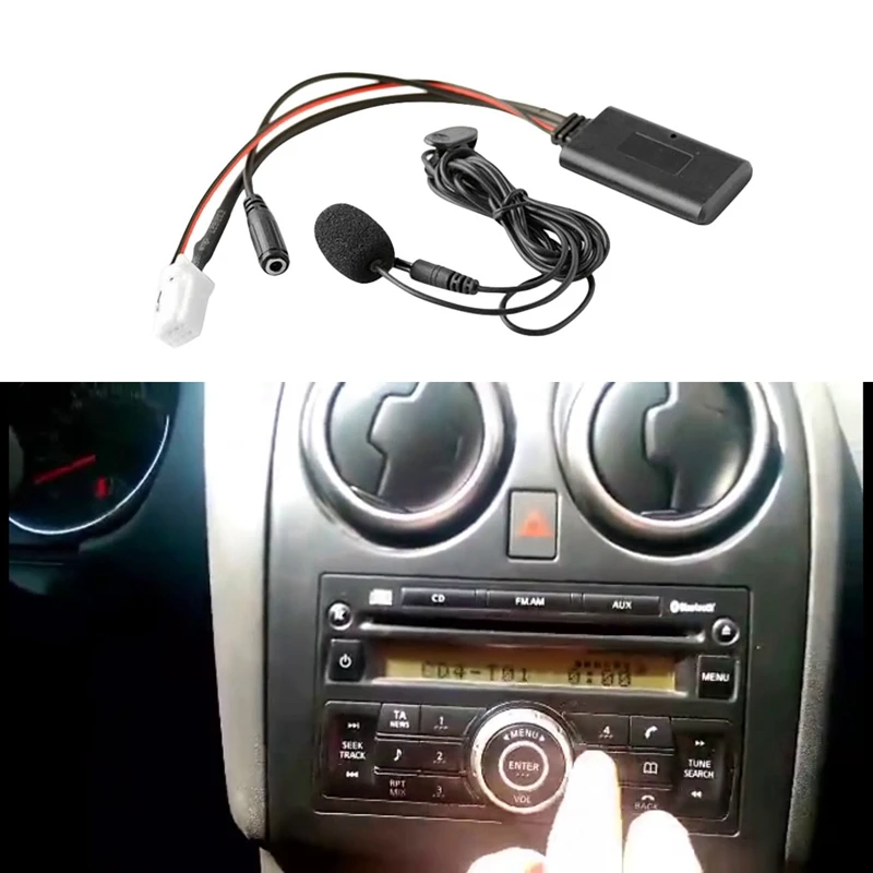 Samochodowy Bluetooth 5.0 Aux wejściem Audio mikrofon przewodowy bezgłośny Adapter 8Pin wtyczka do Nissan Sylphy Tiida Qashqai Geniss