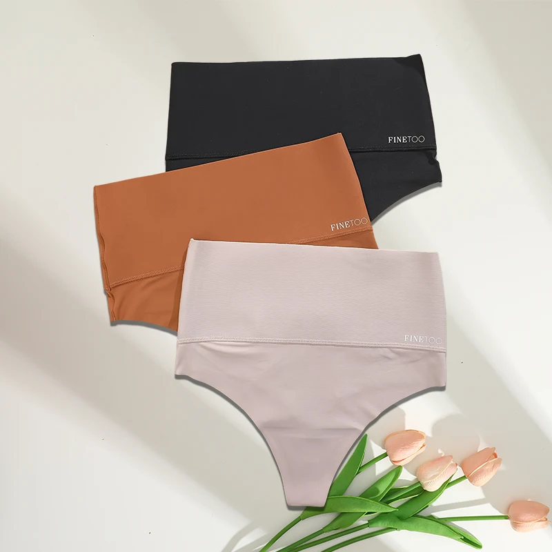 FINETOO 3ks Bodyshaper s vysokým pasem, bezešvé tanga, dámské spodní prádlo, antibakteriální tangá, stahovací prádlo - náhled 4