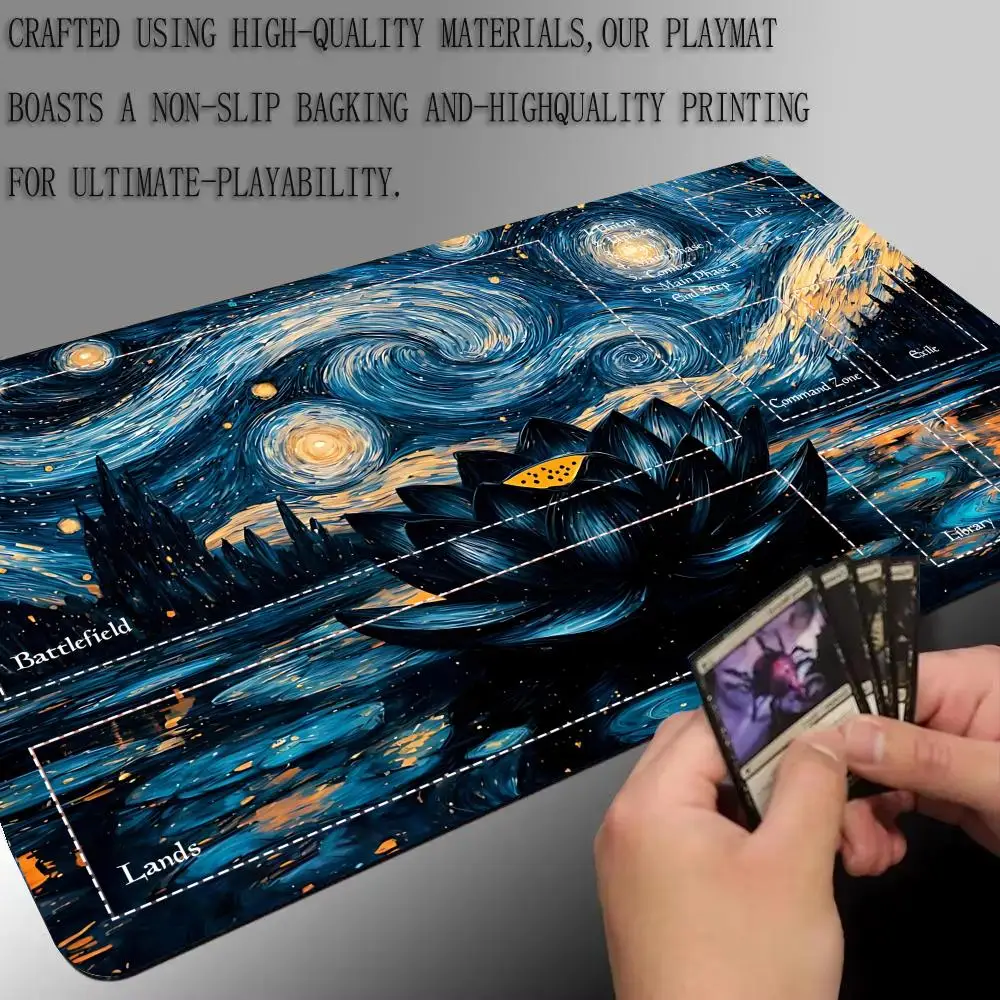 

Starry Night Lotus Mouse Pad The Magic Gathering Playmat 24"X14" MTG TCG Office Desk Mat for Work Game PC Laptop Carpet MousePad