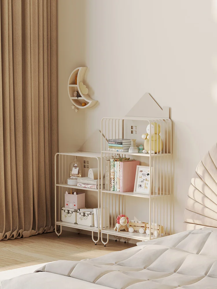 Shelf floor-to-ceiling bedroom against the wall Cream wind storage rack Cute storage rack Room multi-layer