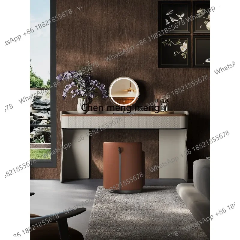 

Italian minimalist dresser bedroom makeup table designer light luxury walnut dresser