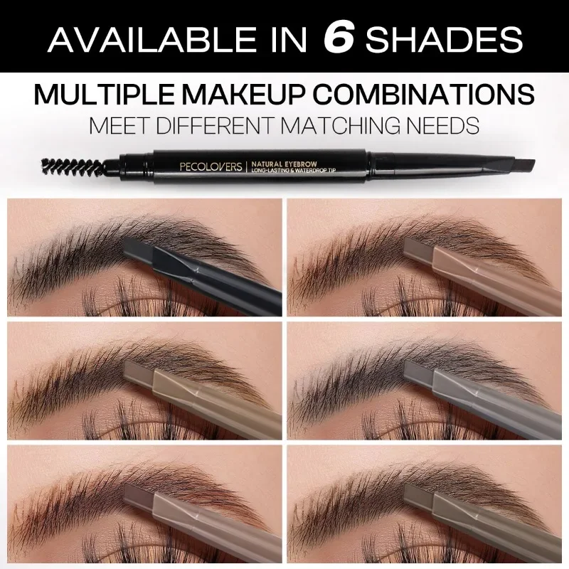 1PC Colorful Development, Anti-smudge,Black/brown/gray, Long-lasting Natural Matte Finish, 2-in-1 Eyebrow Pencil