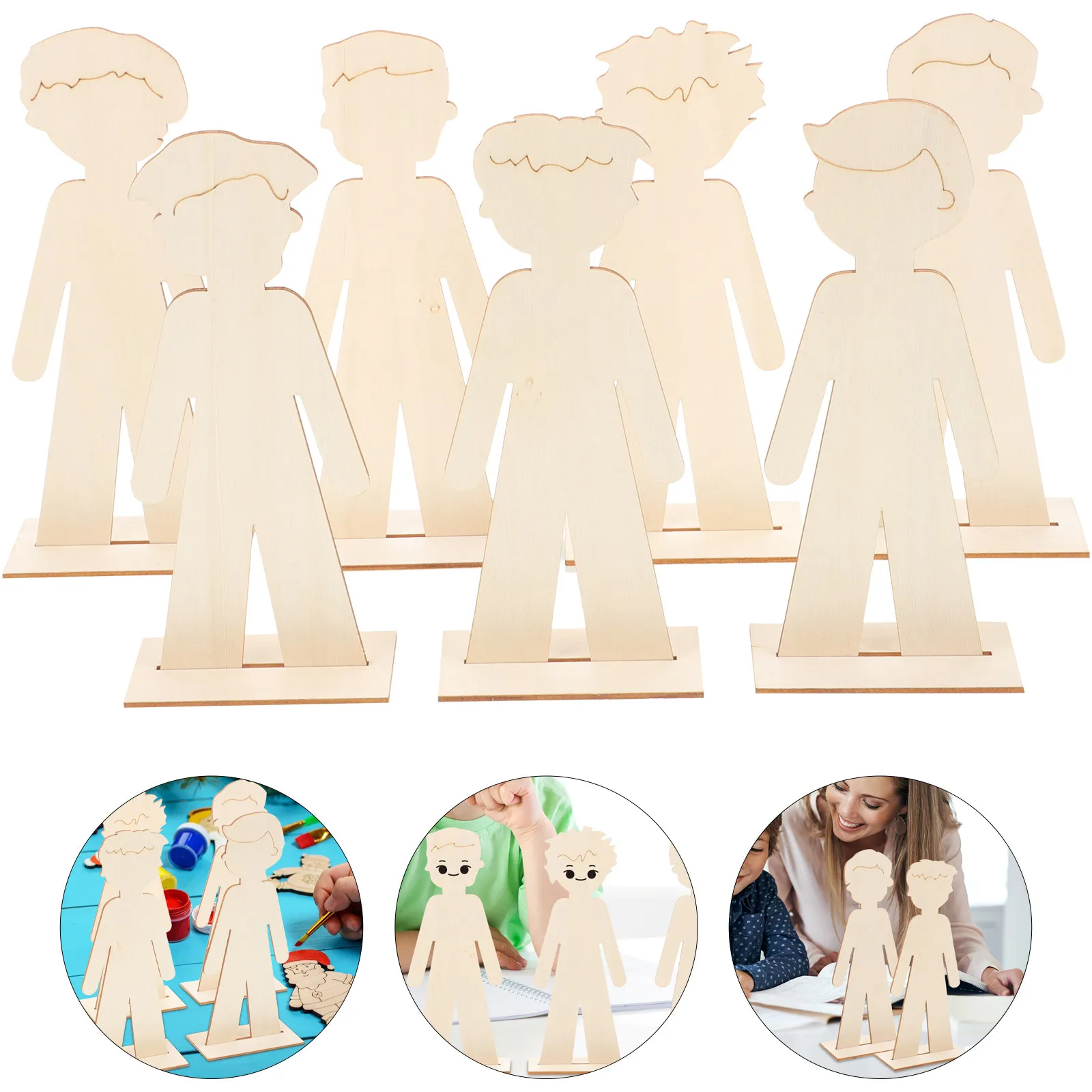 20Pcs Wooden People Cutouts Unfinished Wood Crafting Supplies DIY Painting Decorating Party Wedding Home Wooden People Cutouts