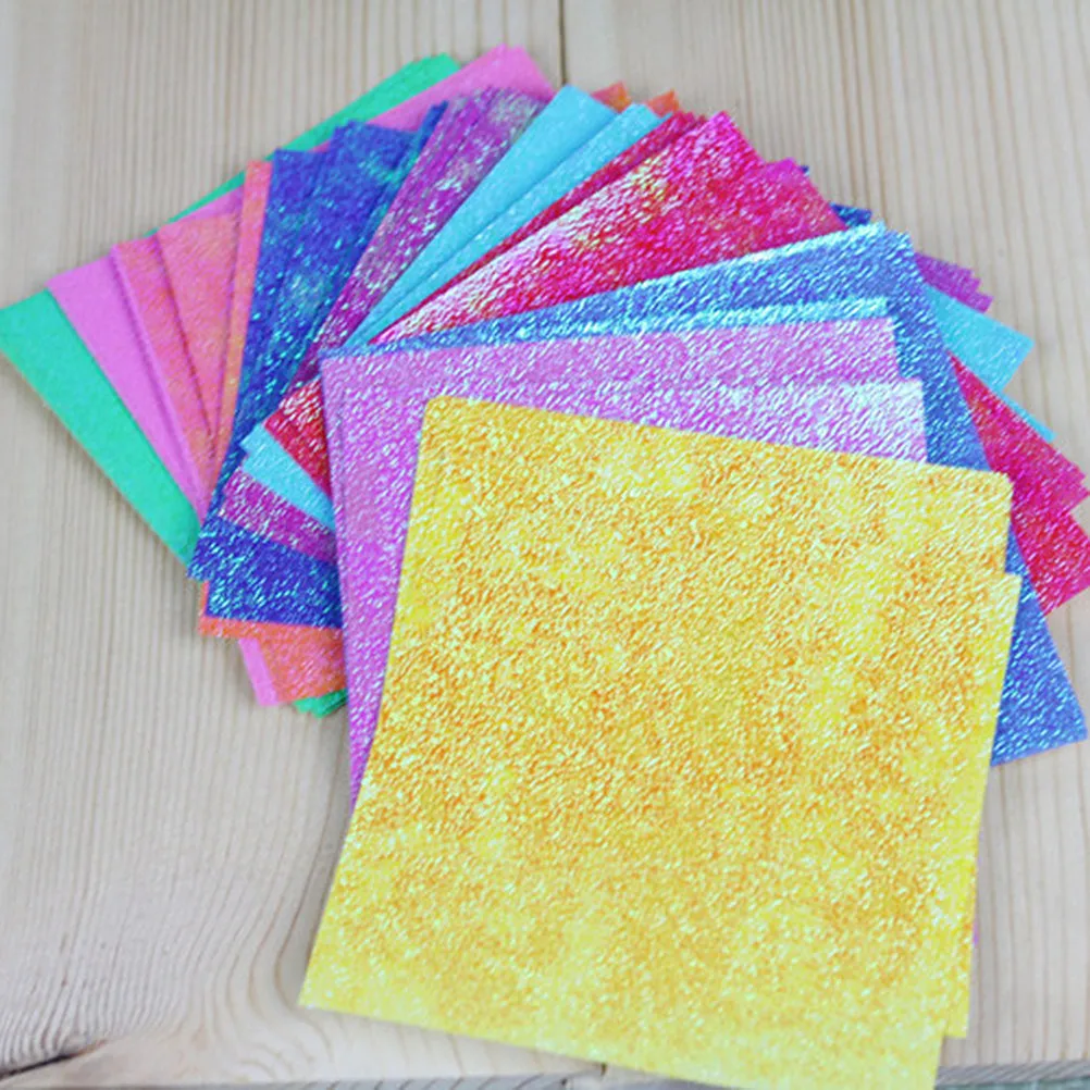 

100Pcs Sparkling Pearlescent Folding Paper for Origami Practice DIY Craft Projects Shimmer Handmade Paper 10 Assorted Colors
