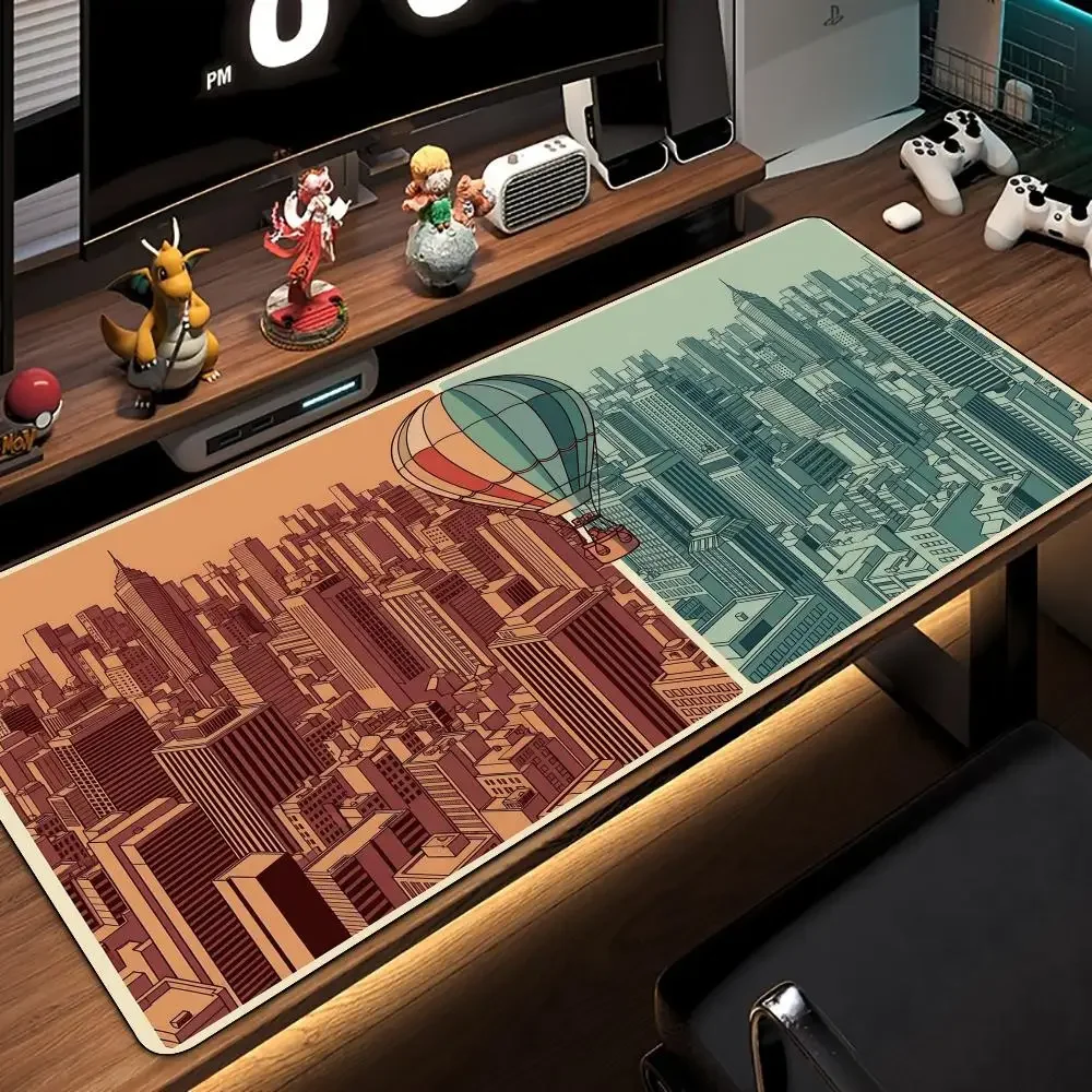 Arte astratta illustrazione al tramonto Tappetino per mouse Tappetino da scrivania Tappetino da gioco gamer accessori per PC Tastiera antiscivolo in gomma Tappetini per mouse estesi