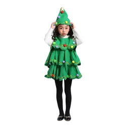 Kids Girls Christmas Tree Costume Ruffle Layered Tank Dress Set 2 PCS Dress Up Christmas Outfits