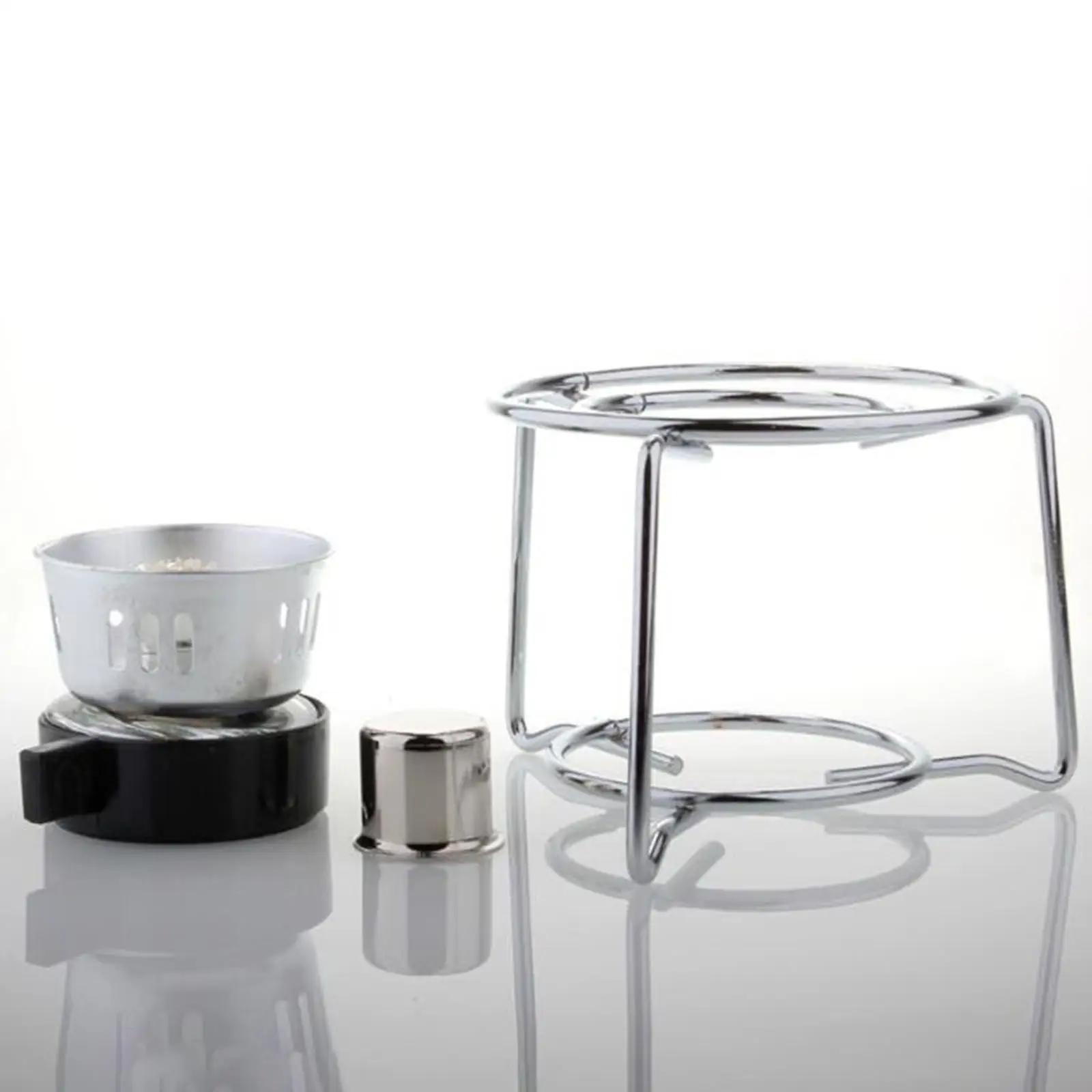 Portable Alcohol Burner Lamp with Steel Wick Mini Stove Support Bracket for Camping Hiking Outdoor Cooking BBQ Picnic