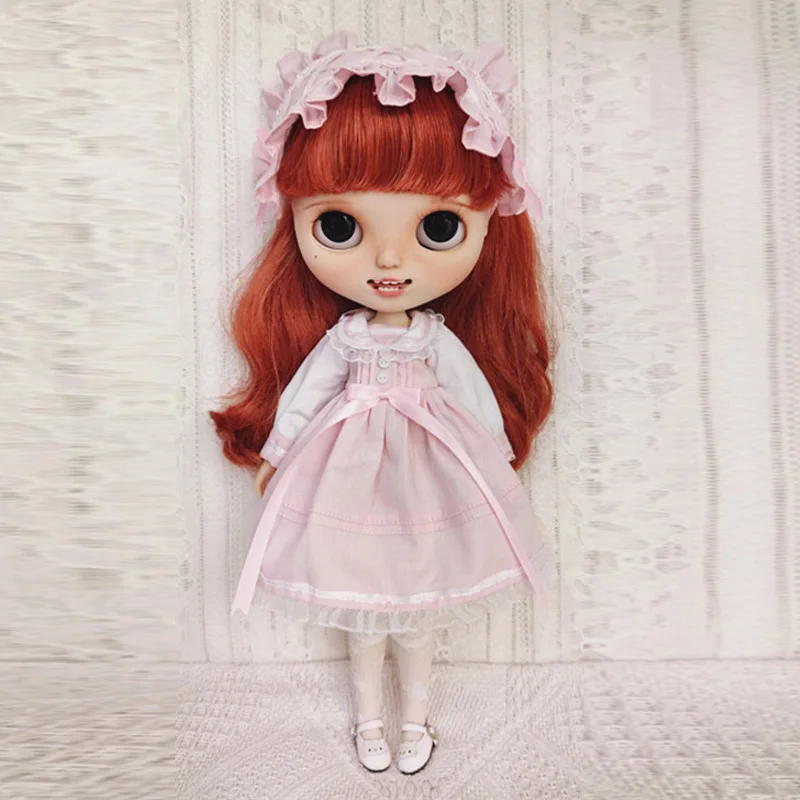 Blyth Long Dress Princess Dress Doll Clothes Vintage Girl Lace Skirt Headdress For Ymy、Licca、Azones、Ob24、Ob27 Doll Accessories