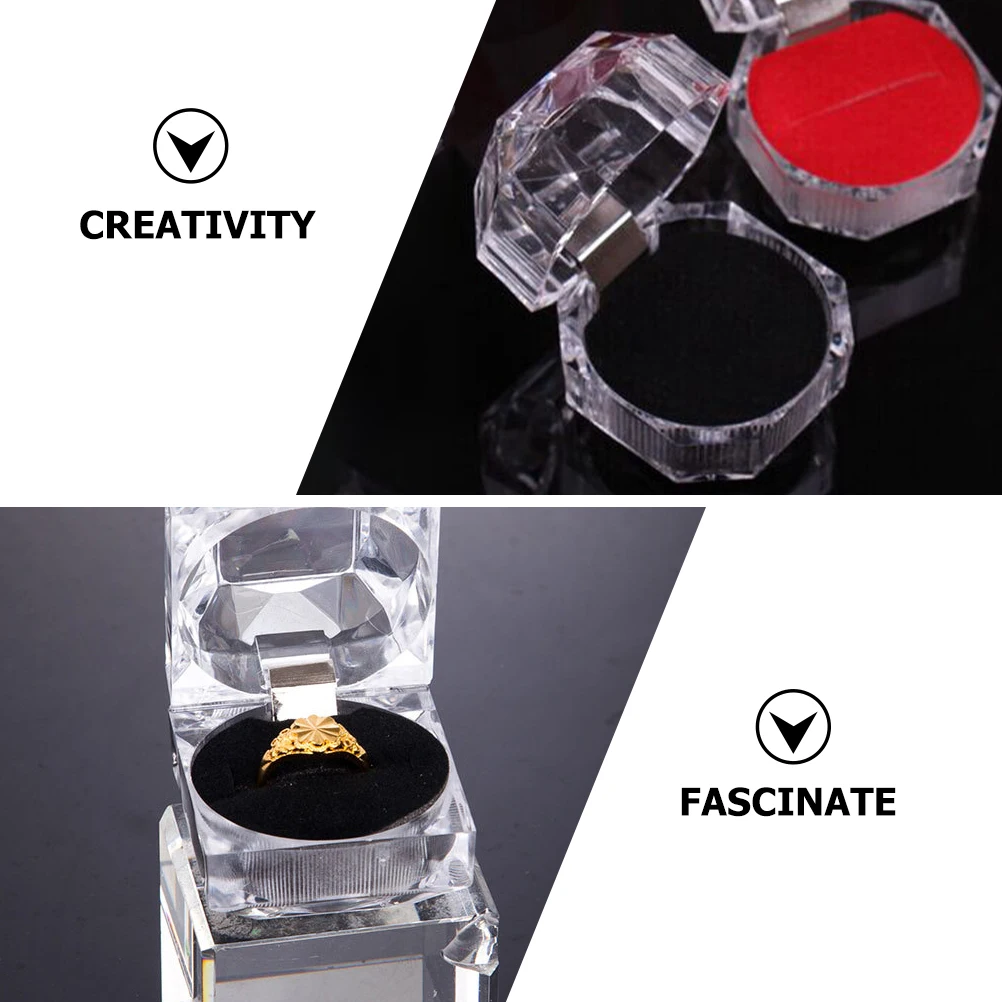 

20pcs Ring Boxes Plastic Jewelry Storage Display Cases Simple Light Gift Box For Wedding Engagement Party Ring Organizer