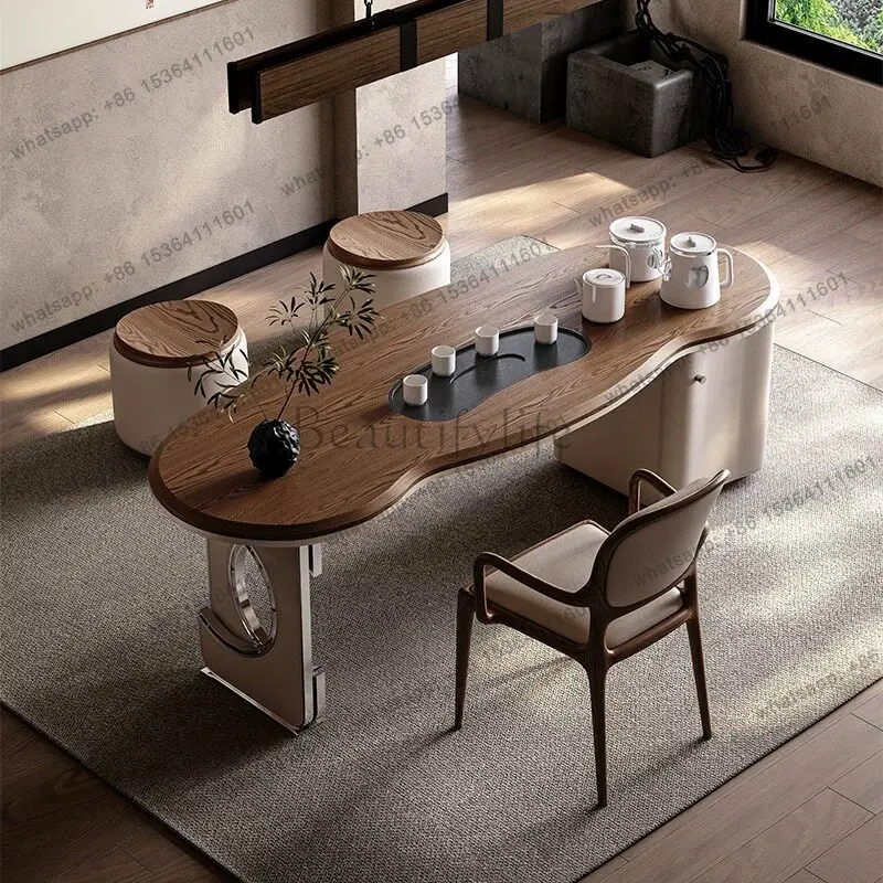 

Italian minimalist, solid wood tea table, modern light luxury tea table