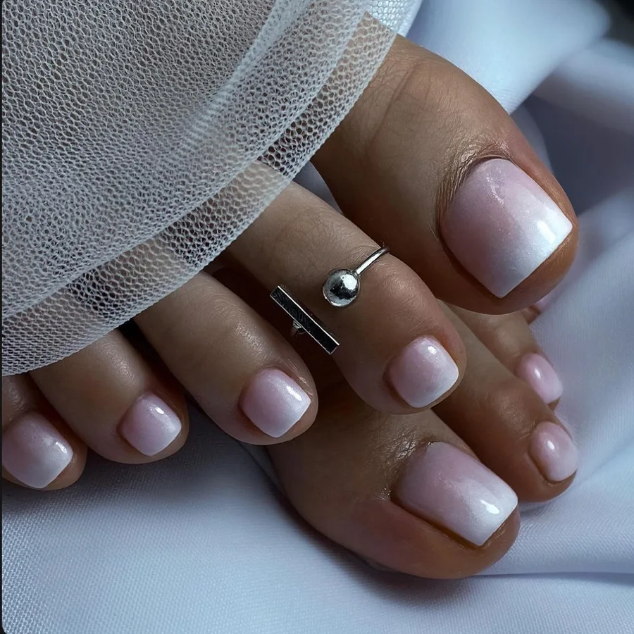 

24pcs Toenail Minimalist Style Solid Color Gradient Naked Pink Press on Nails Feet Fake Nails Full Cover Wearable False Nails
