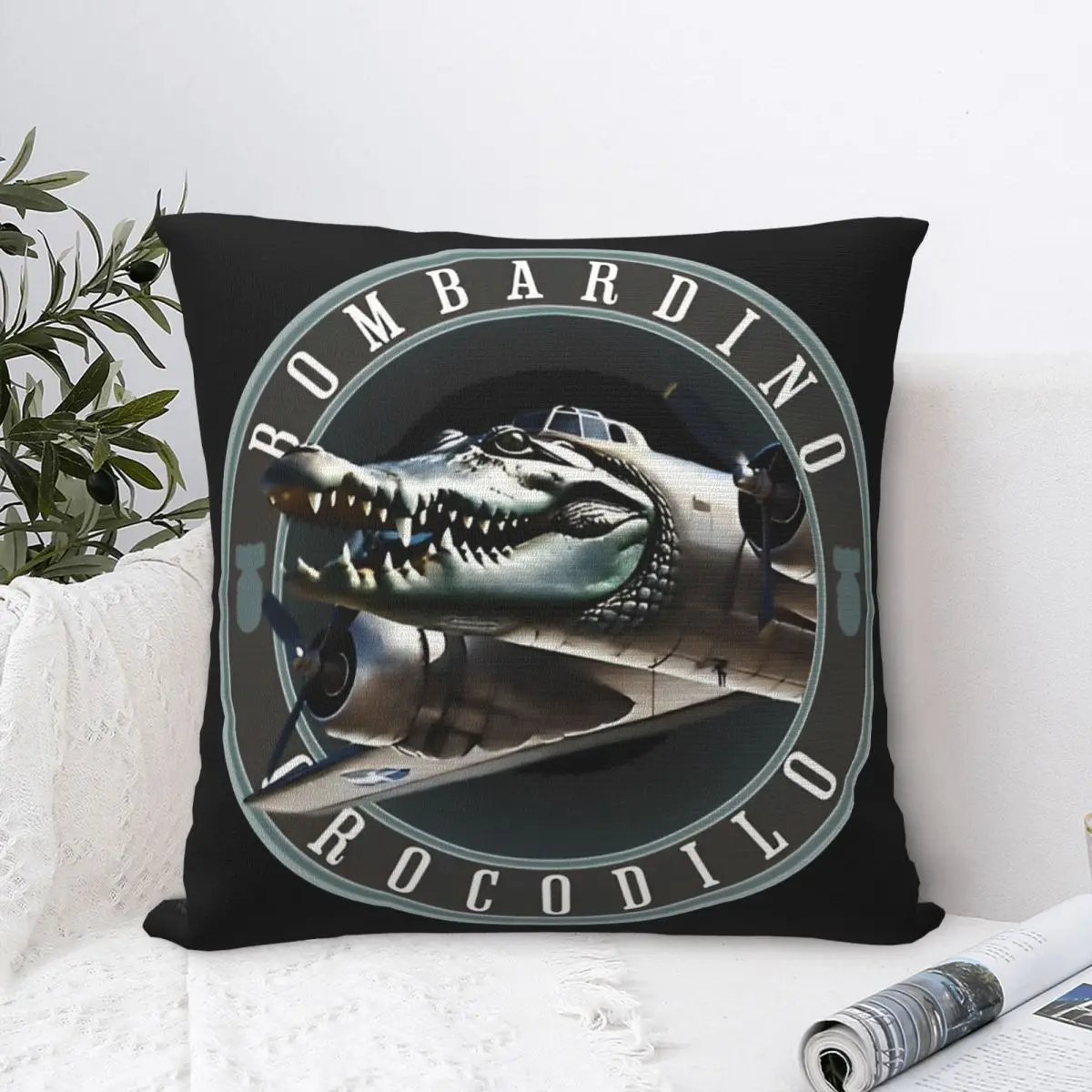 

Чехол для подушки Meme Brainrot Bombardino Crocodilo, креативный декор на молнии, наволочка для сиденья 45x45 см