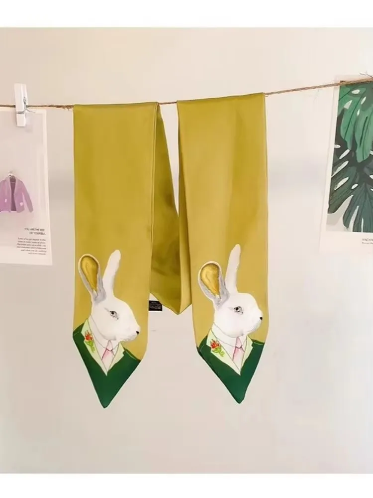 New Style Decoration Women's Printed Animal style Scarf Business Small Neckerchief Silk Scarves skinny scarf