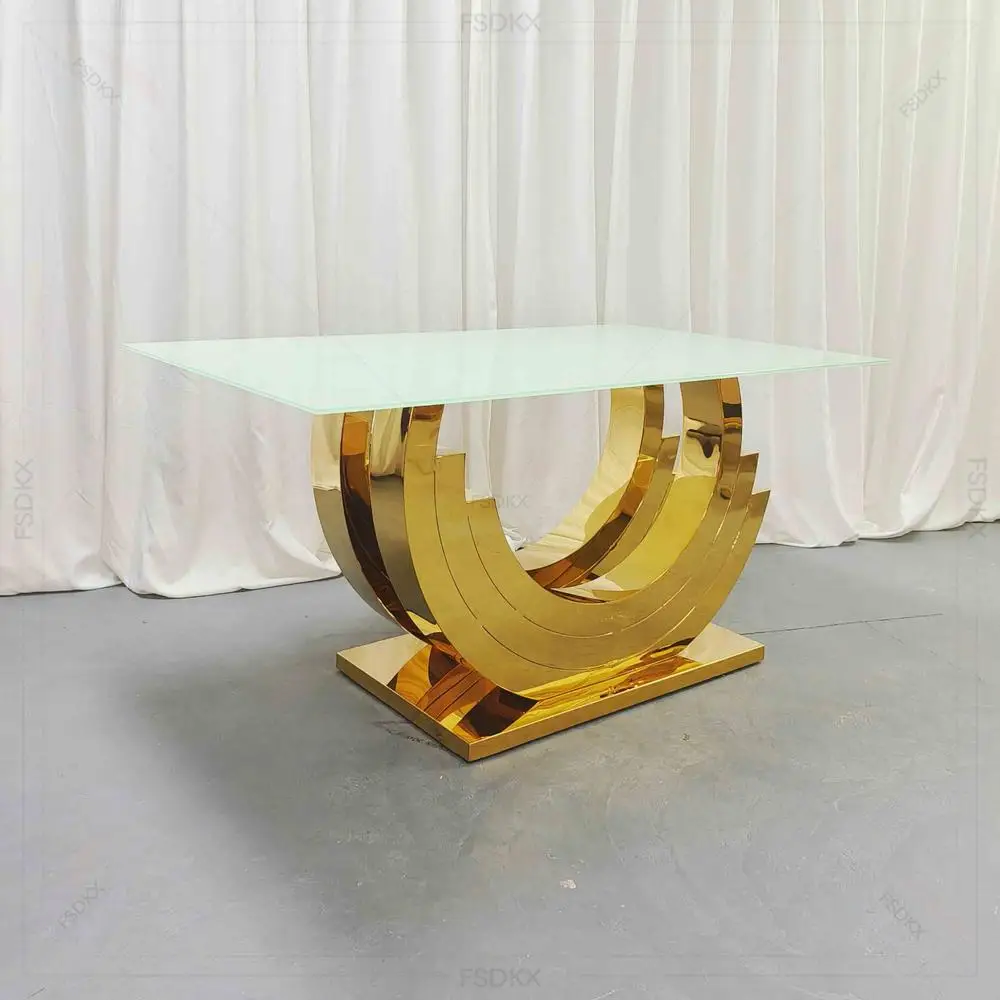 

FSDKX New Style High Quality Stainless Steel Material Moon Shape Base for Wedding Decoration