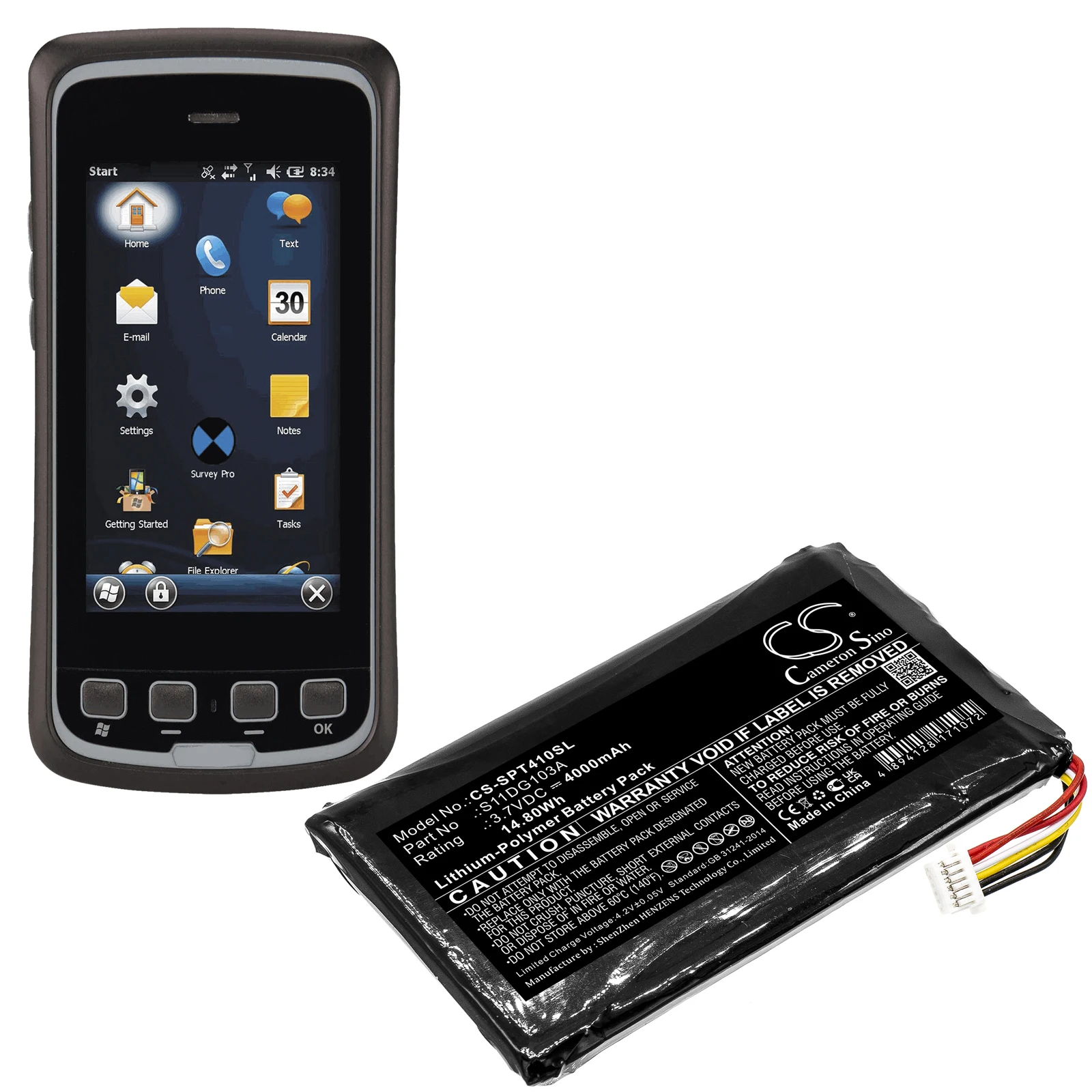 بطارية CameronSino S11DG103A لـ Spectra Precision T41، لـ Trimble Juno T41، Juno 5، Juno T45، Slate، لـ Geospatial T41-R01-001