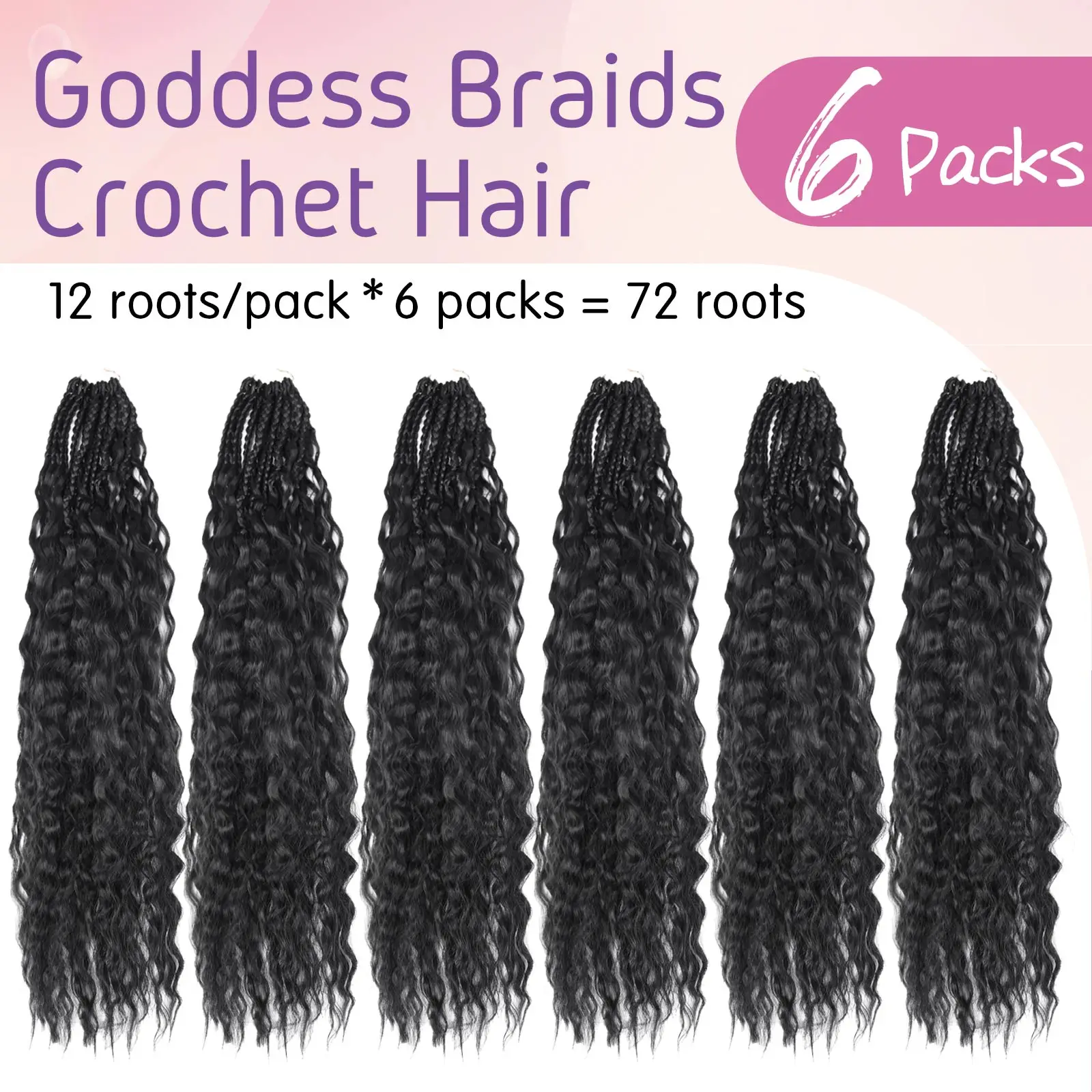24 Inch Goddess Box Braids Crochet Hair for Black Women With Curl Ends 6 Packs Pre Looped Boho Box Braids Synthetic Twists Hair