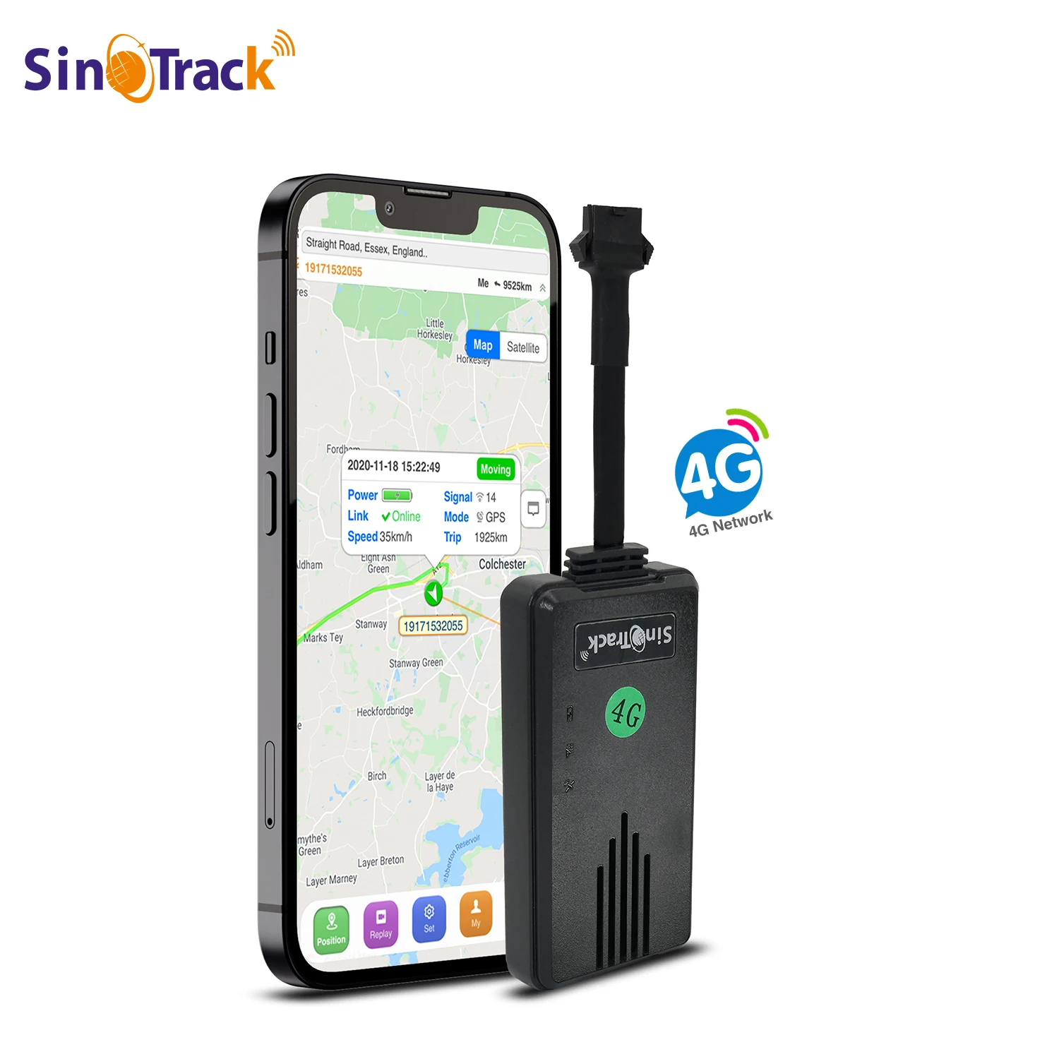 SinoTrack 자동차 오토바이 차량 추적 ST-906L, 4G GPS 추적기, 오일 차단 무동력 앱 포함, 4 핀 