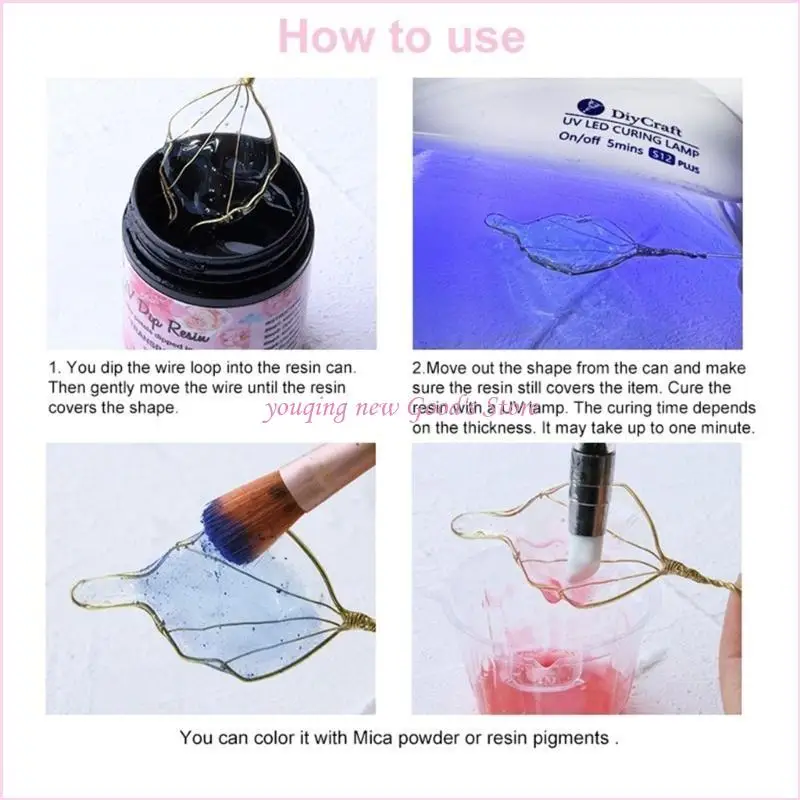 

57QA Flexible Non Toxic UV Curing Epoxy Resin Solar Cures Sunlight Activated Adhesive Hard Transparent for Crafters