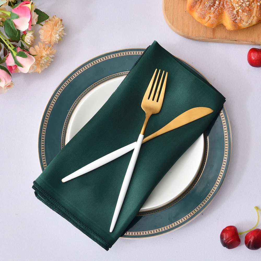 50 Pcs Satin Table Napkins 12x12inches Square Dinner Napkins Washable Soft Table Napkins for Wedding Birthday Parties Decoration