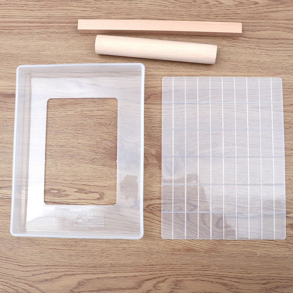 

4Pcs Silicone Nougat Mold Set Nonstick Baking Tools DIY Candy Plate Rolling Pin Cutting Assist Stick Pastry Making Tools